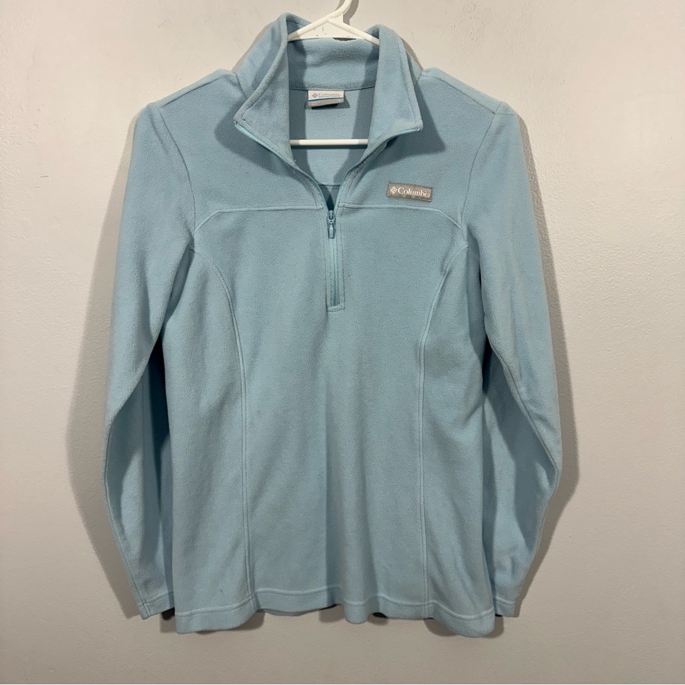 Columbia Light Blue Fleece Quarter Zip Pullover Size Small